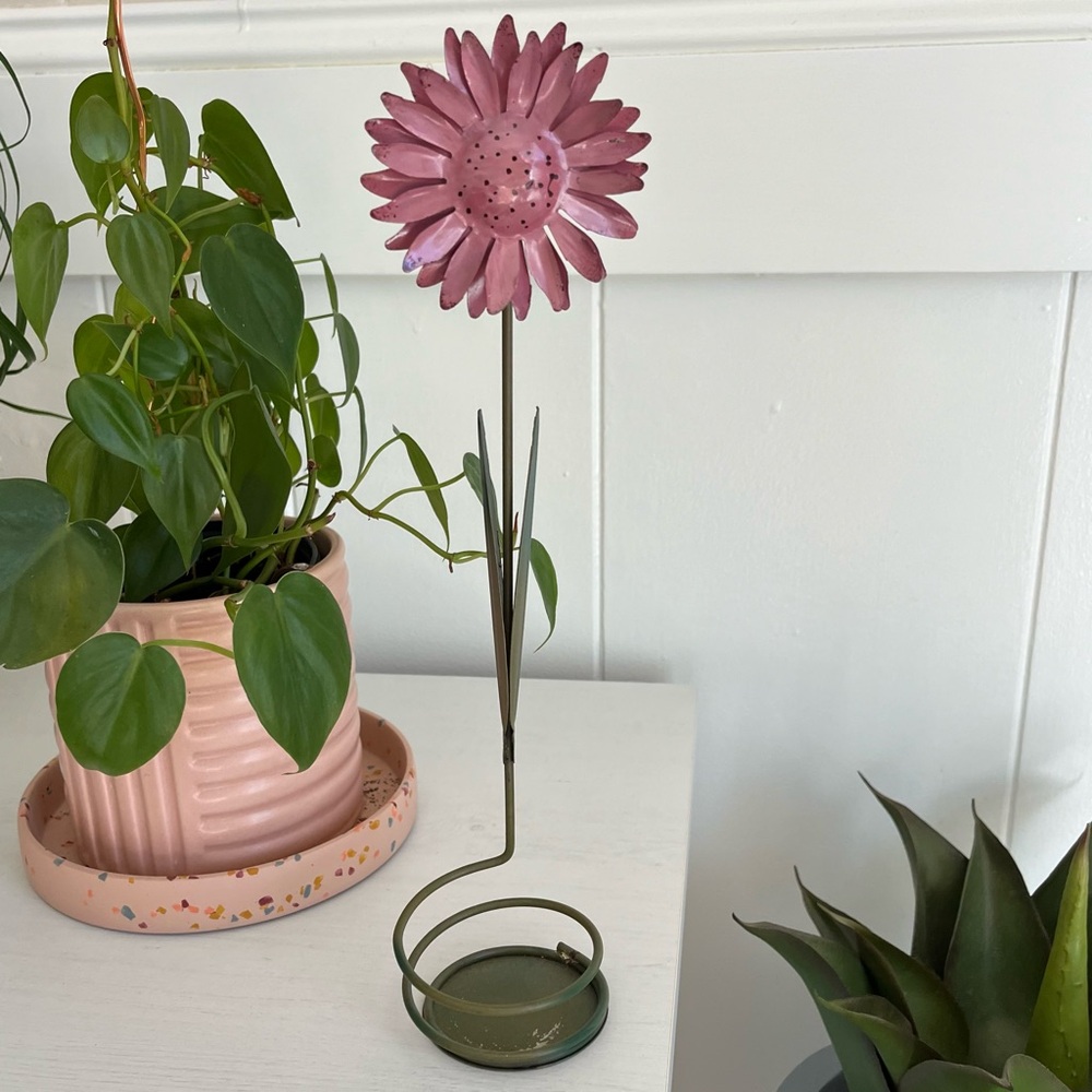Pink Flower Votive Holder with Flameless Candle